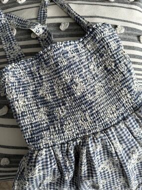 American Eagle Outfitters Blue and White Asymmetrical Sundress